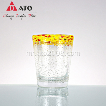 बहु -रंगीत वाइन ग्लासेस इंद्रधनुष्य रिम स्टेमलेस ग्लास